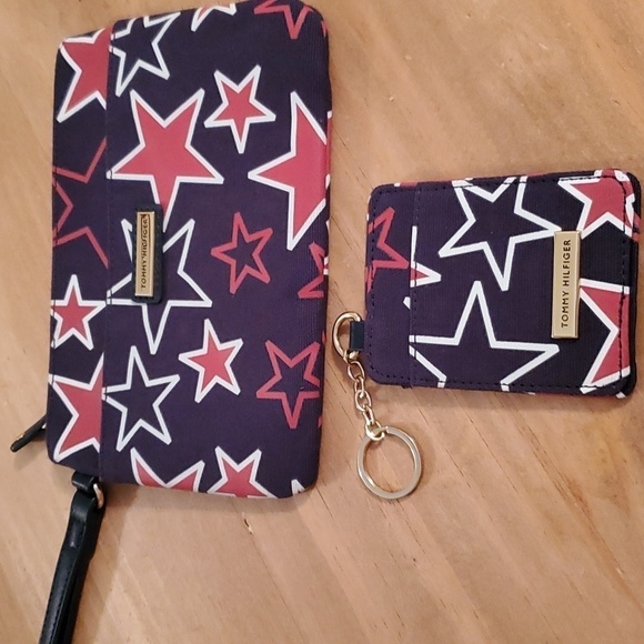 Tommy Hilfiger Handbags - Tommy Hilfiger Wristlet Clutch & Passpot ID Card Holder Navy Red White Stars